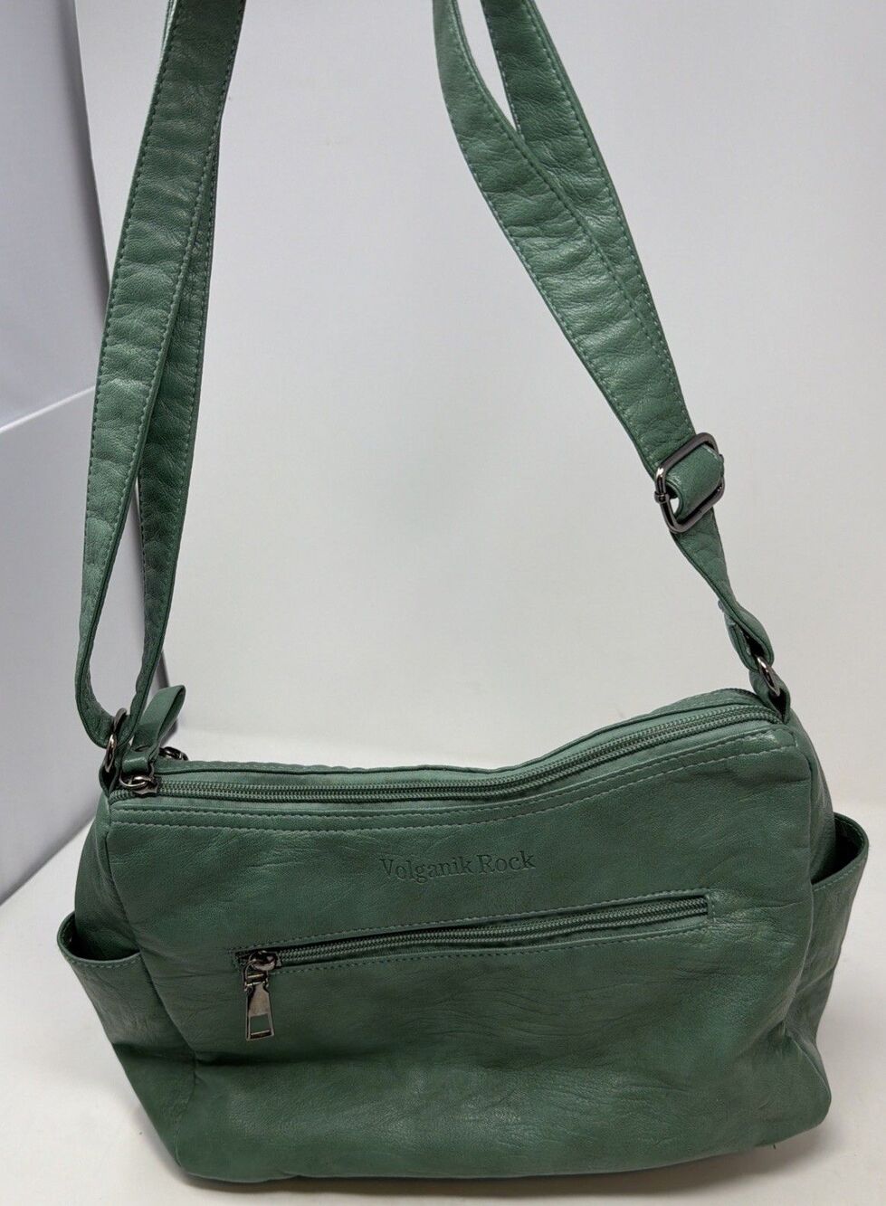Volganik Rock Crossbody Purse Women Soft Green PU Leather Multi-Pocket Shoulder